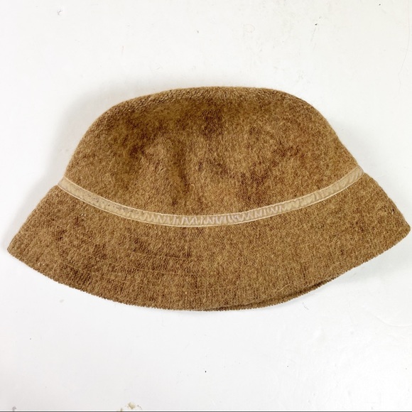 Y2K Gap Bucket Hat Wool Blend Brown Tan Bow - Picture 3 of 11